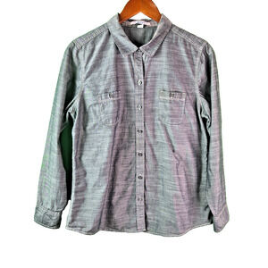Port Authority Gray Button-Down Shirt – Size Large – Long Sleeve Workwear